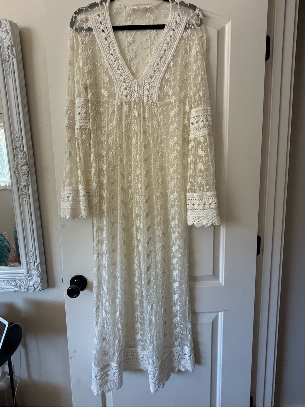 Band of Gypsies Ivory Crochet Lace Maxi Dress